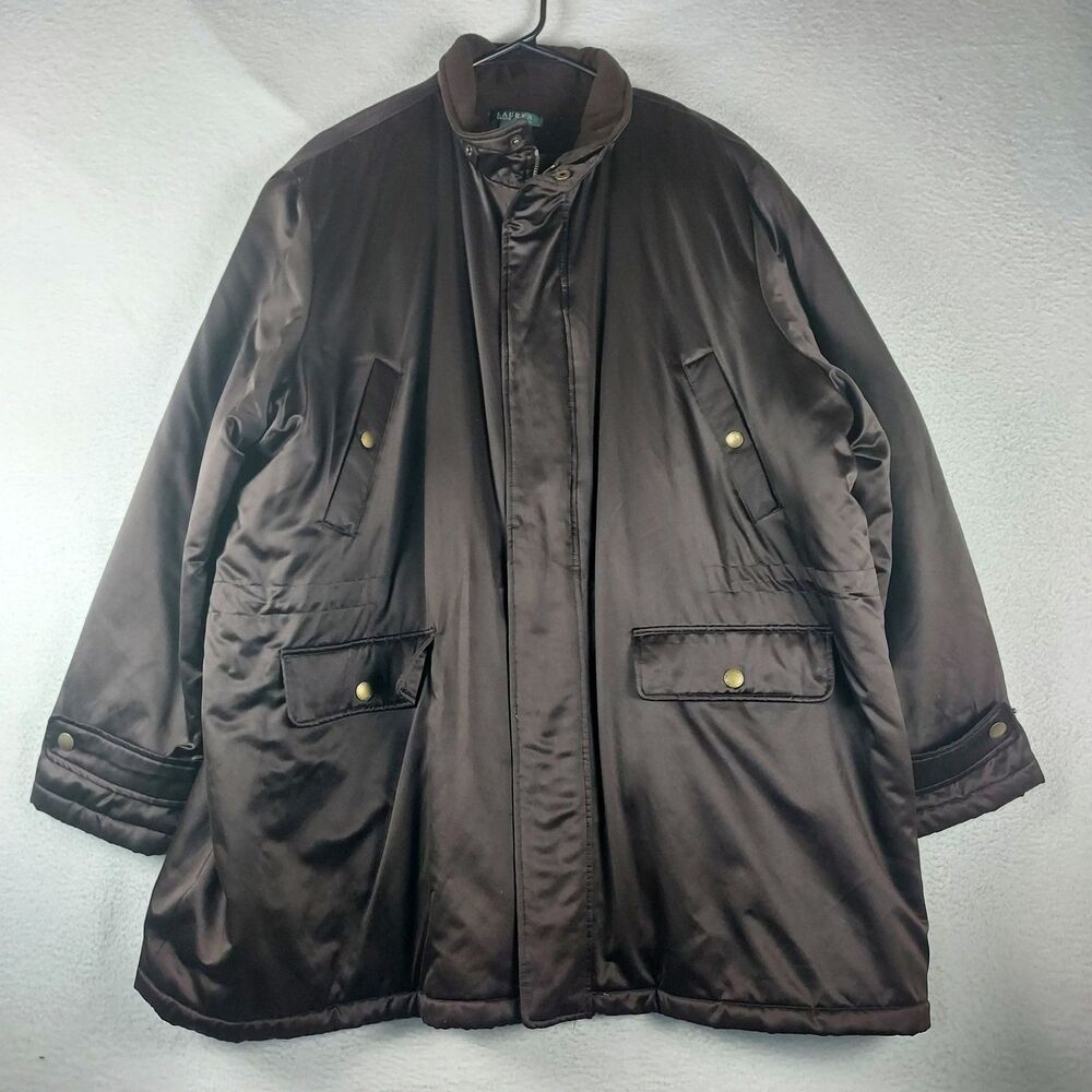 Lauren Ralph Lauren Jacket Coat Womens 3X Brown Snap Front Insulated Vtg